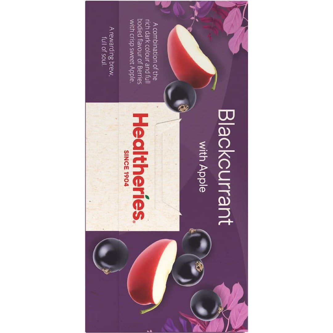 A vibrant tea blend of blackcurrant, apple, and elderberry, perfect hot or iced and caffeine-free for a refreshing experience.