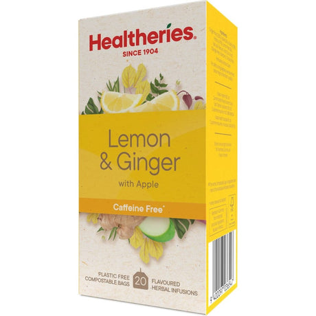 A vibrant herbal tea blend of lemon and ginger, enriched with hibiscus and elderberries, perfect for any occasion.