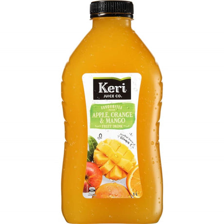 Bright and refreshing Keri Fruit Drink featuring a blend of apple, orange, and mango flavors in a sharing-size bottle.