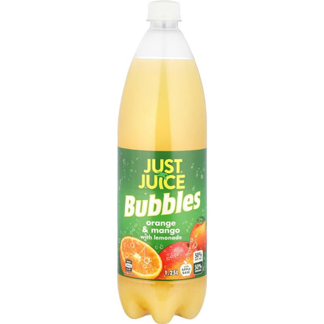 Fizzy orange and mango soft drink with lemonade; 50% real juice for a refreshing fruity experience.