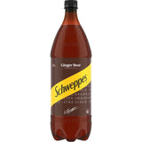 Schweppes Ginger Beer in a 1.5L bottle, featuring a refreshing spicy flavor, perfect for sipping or mixing.