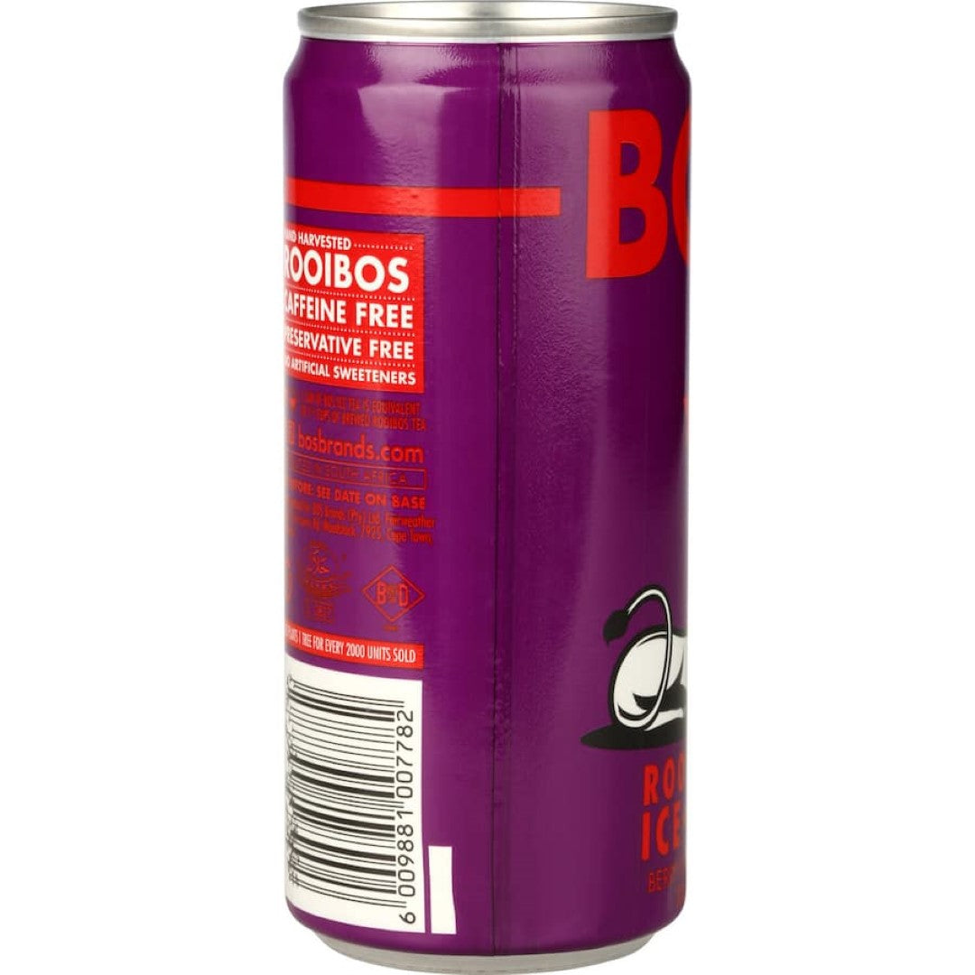 Refreshing Bos Ice Tea Berry Flavoured in eco-friendly bottle, bursting with mixed berry flavors and all-natural ingredients.