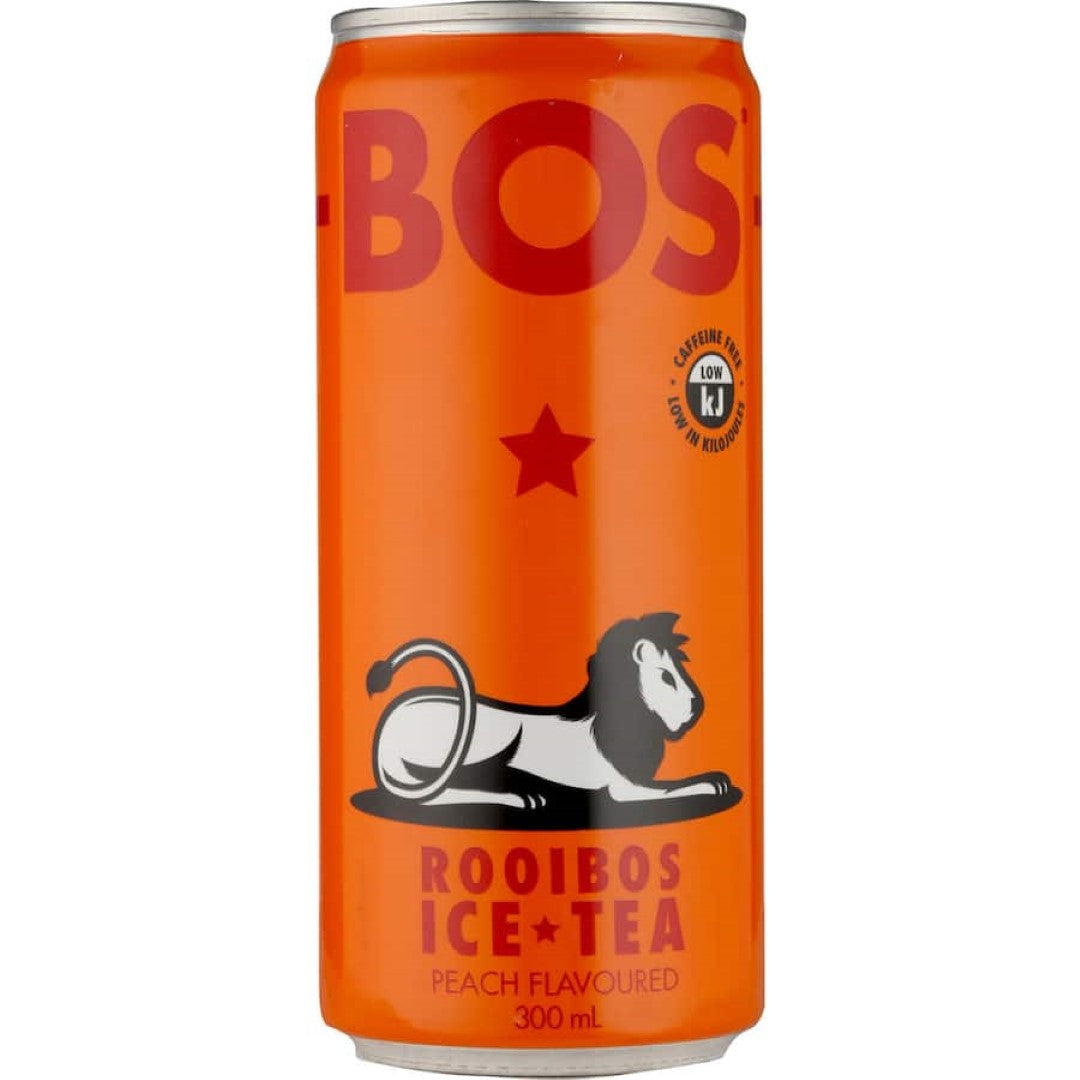 Bos Ice Tea Peach Flavoured, a refreshing peach-infused iced tea packed with antioxidants and natural sweetness.