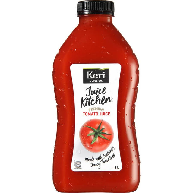 Keri Premium Tomato Juice in a 1L bottle, made from ripe tomatoes for a refreshing, nutritious drink.