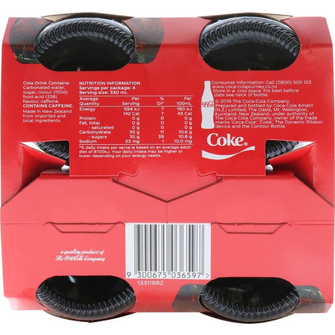 Coca Cola Soft Drink  330ml bottles 4pack