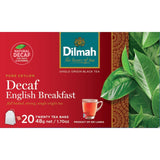 Dilmah Tea Decaf English Breakfast, a robust yet gentle Pure Ceylon tea, perfect for any time without caffeine.