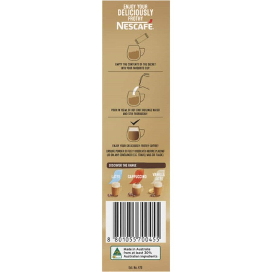 Nescafe Cafe Menu Irish Cream Latte 10-pack offers creamy coffee mix for a luxurious, convenient coffee experience at home.