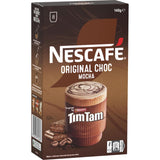 Nescafe Tim Tam Coffee Sachets Original Choc Mocha 8-pack, rich and creamy coffee blend for quick indulgence.