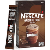 Nescafe Tim Tam Coffee Sachets in Original Choc Mocha flavor, rich and creamy, offered in a convenient 8-pack.