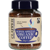 Clipper Instant Coffee Super Special Organic pack, featuring rich flavor, organic beans, and quick brewing convenience.