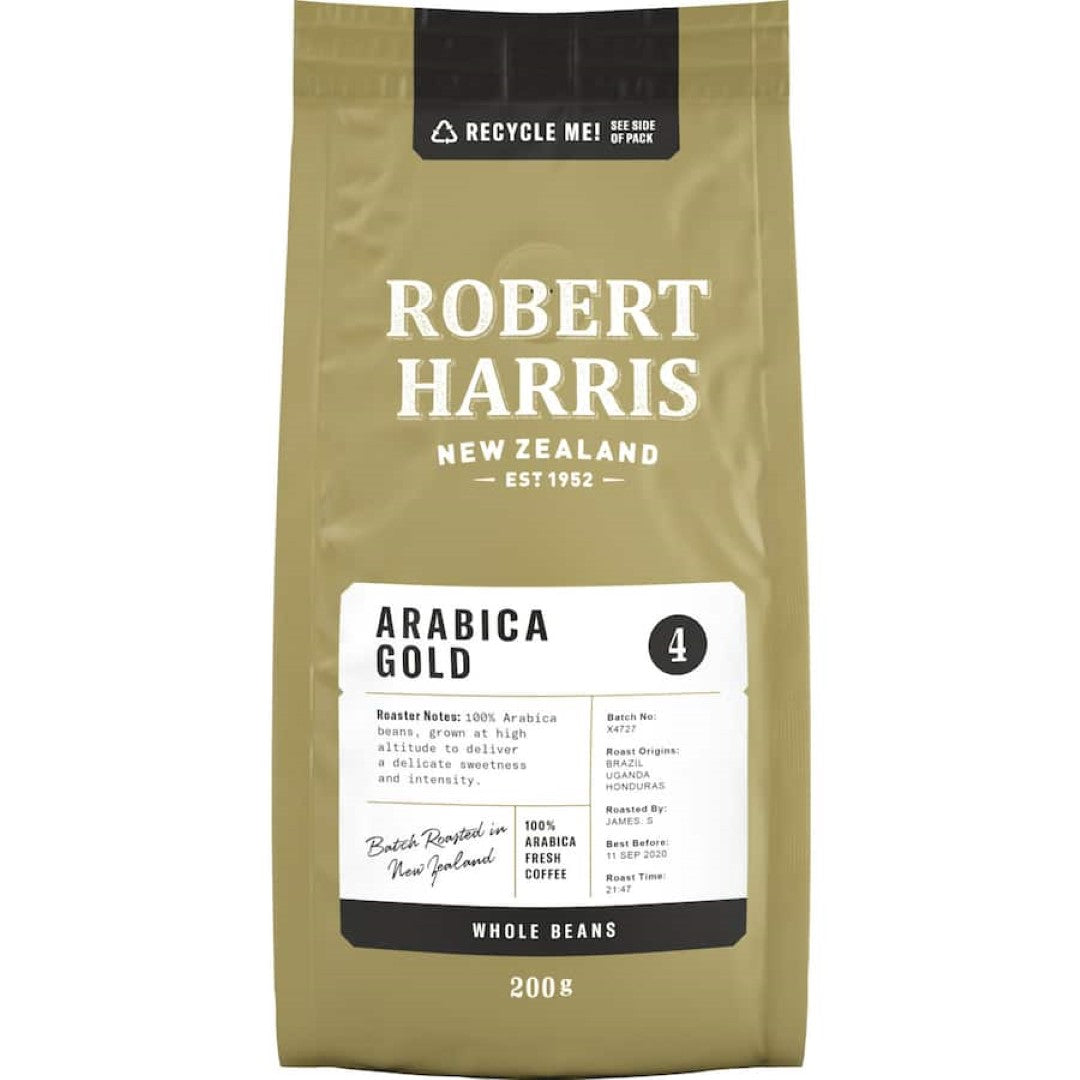 Robert Harris Coffee Beans Arabica Gold, a premium selection offering rich, smooth flavor and aromatic nuances for coffee lovers.