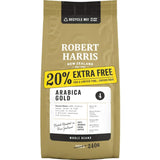 Premium Robert Harris Arabica Gold coffee beans, smooth flavor and rich aroma for a luxurious coffee experience.