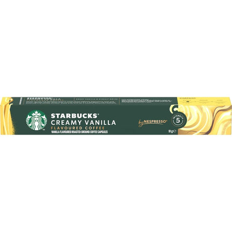 Starbucks By Nespresso Creamy Vanilla capsules blend rich Arabica coffee with sweet vanilla flavors for a smooth, indulgent brew.