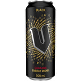 V Energy Drink Black can, featuring bold flavor and energizing ingredients for an active lifestyle.