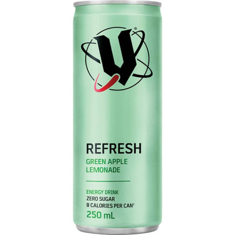 V Sugar Free Energy Drink in Green Apple Lemonade flavor, offering a refreshing boost without sugar or calories.