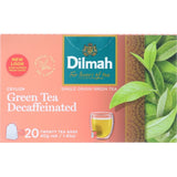 Dilmah Green Tea Natural Decaf, pure Ceylon tea, handpicked from Sri Lanka's mountains, rich in antioxidants, caffeine-free delight.