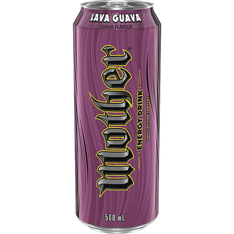 Bright can of Mother Energy Drink Lava Guava, featuring tropical guava flavor, ideal for boosting energy and vitality.