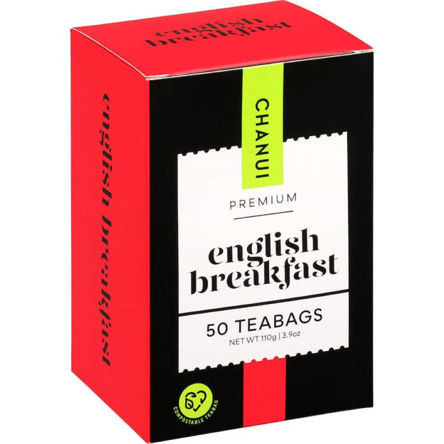 A box of Chanui Tea English Breakfast, showcasing premium black tea with rich, malty notes, perfect for a classic morning brew.