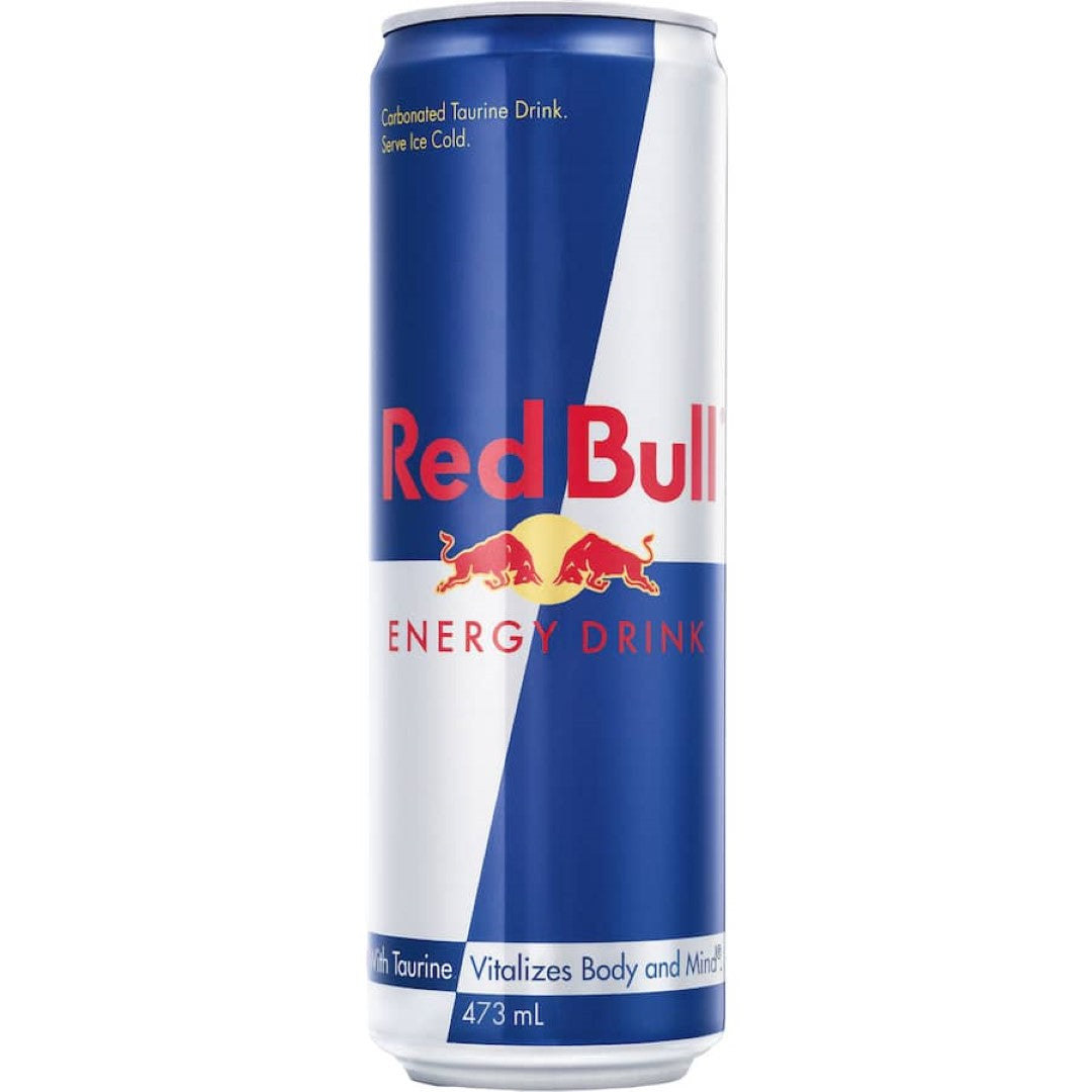 Can of Red Bull Energy Drink showcasing its vibrant design and highlighting its energizing blend of caffeine and vitamins.