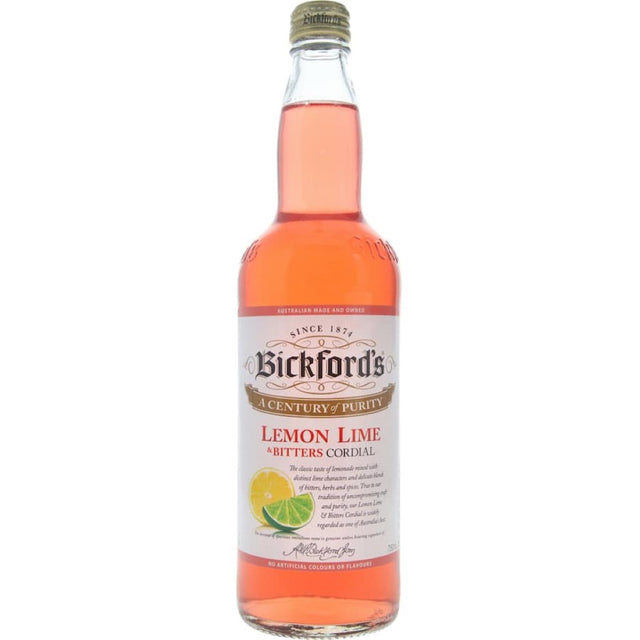 Bickford's Lemon Lime Bitters bottle showcasing vibrant citrus blend for refreshing cocktails and mocktails.