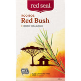 Aromatic Red Seal Herbal Tea Red Bush from South Africa, caffeine-free rooibos rich in antioxidants and wellness benefits.