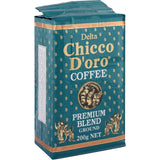 Rich Delta Chicco D'oro coffee blend with dark-roasted Arabica beans for a smooth, full-bodied plunger brew experience.