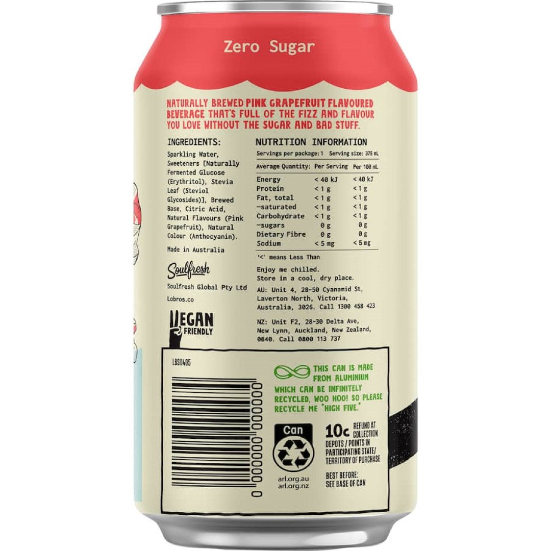 Lo Bros Not Soda Pink Grapefruit 375mL