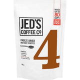 Jed's Instant Coffee #4 Very Strong Freeze Dried, a rich dark roast with nutty notes, perfect for coffee lovers on the go.