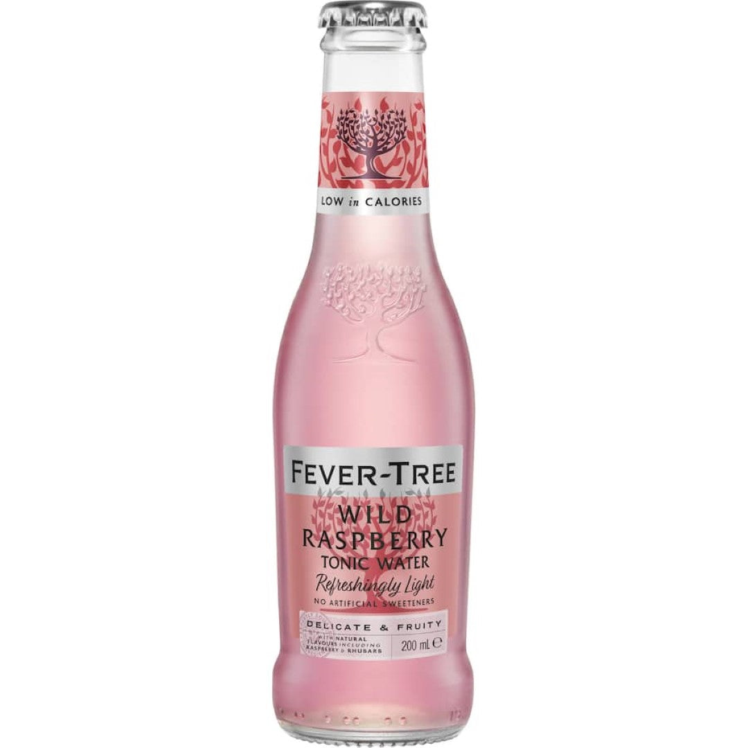 Fever Tree Wild Raspberry Tonic, a fruity blend of Scottish raspberries and British rhubarb in a 200ml bottle.