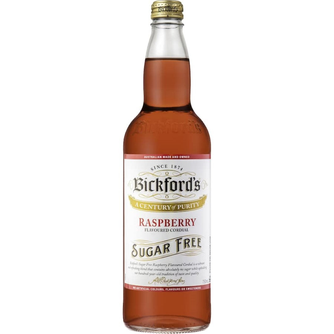 Bickford's Sugar Free Raspberry cordial offers rich flavor without added sugars, perfect for health-conscious drinkers.