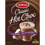 Rich, velvety Jarrah Hot Chocolate Classic mix, 99% fat-free, 47 calories per serving for a guilt-free chocolate indulgence.