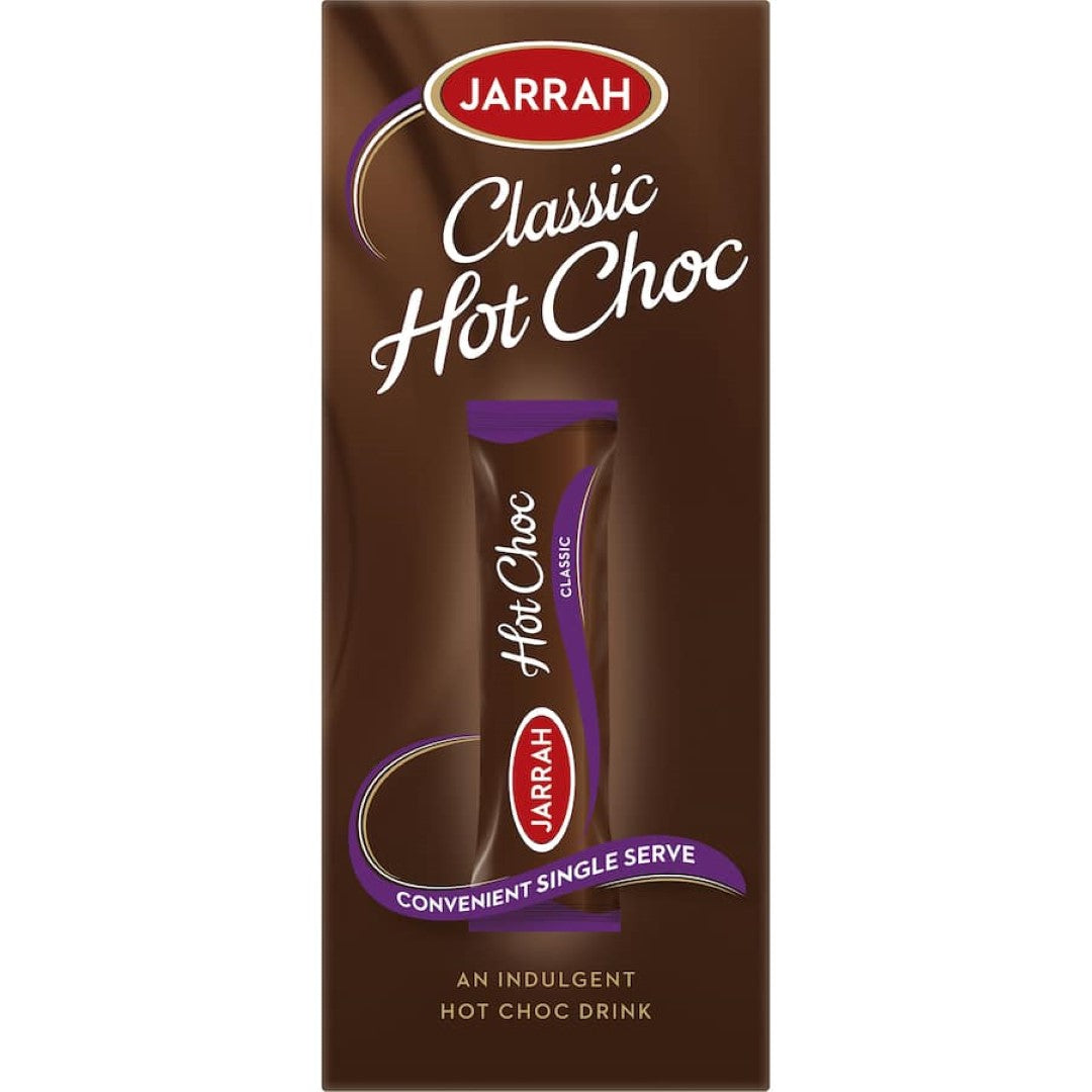 Rich and velvety Jarrah Hot Chocolate Classic, 99% fat-free, only 47 calories, perfect for guilt-free indulgence.