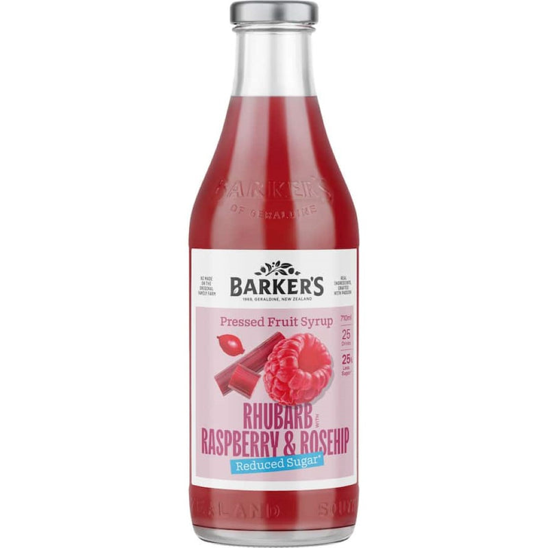 Barkers Fruit Syrup Lite Rhubarb & Rasp, Rosehip