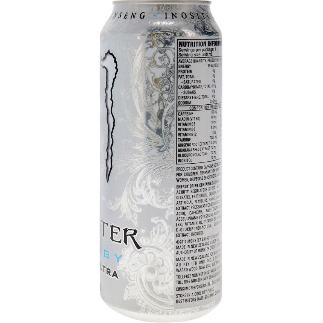 Monster Energy Drink Zero Ultra: sugar-free energy drink with a crisp, citrus flavor for an invigorating boost without calories.