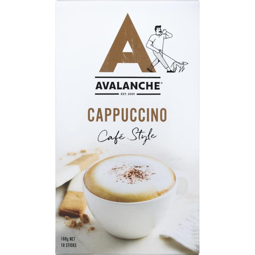 Avalanche Coffee Mix Cappuccino 160g pack featuring creamy instant cappuccino for a convenient café-style experience.