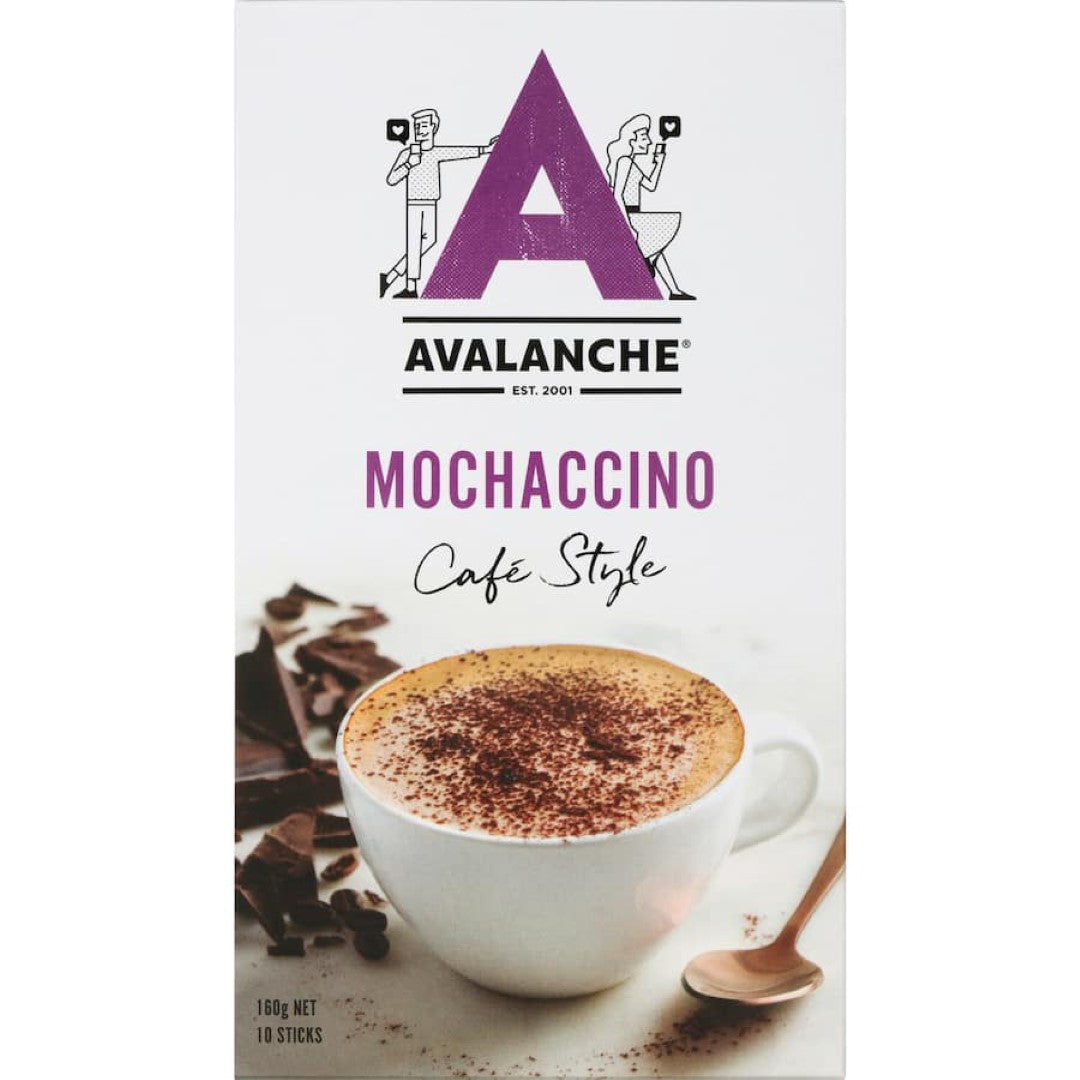 Rich and creamy Avalanche Coffee Mix Mochaccino blend with coffee, chocolate, and milk for a cozy coffee experience.