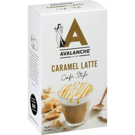 Avalanche Coffee Mix Caramel Latte 160g pack featuring creamy caramel flavor for a quick, barista-style coffee experience at home.