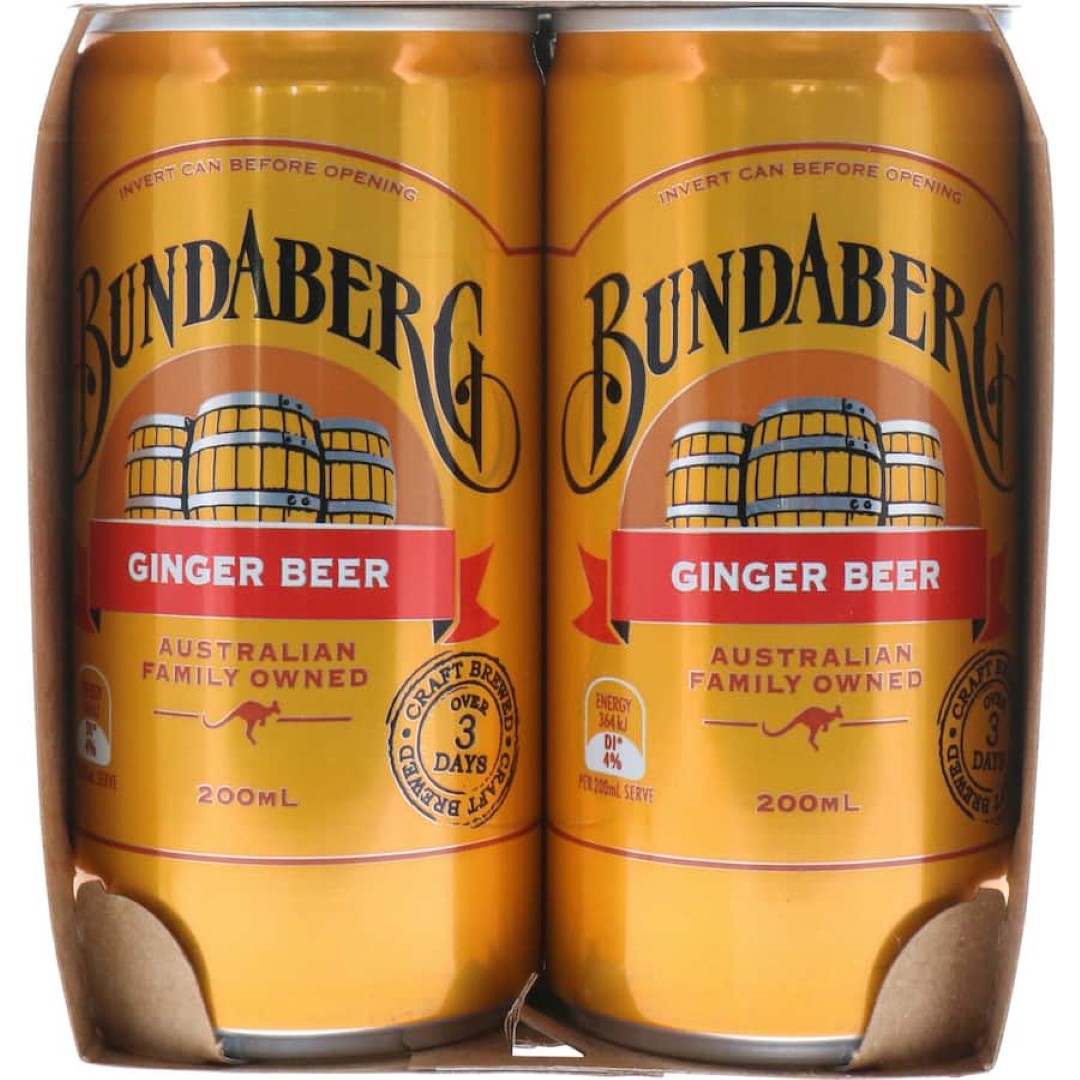 Bundaberg Ginger Beer Minis in portable cans, crafted from homegrown Aussie ginger, perfect for refreshing on-the-go enjoyment.