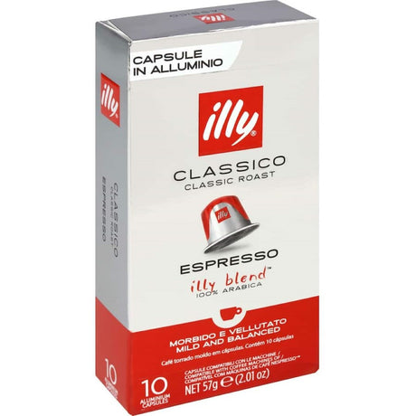 Illy Classico Coffee Capsules: 100% Arabica, smooth and balanced, compatible with Nespresso, and eco-friendly packaging.