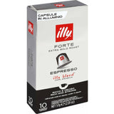 Illy Forte Coffee Capsules: 10-pack of 100% Arabica coffee for bold, smooth espresso in Nespresso machines. Recyclable.