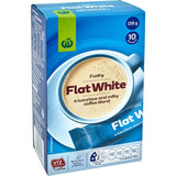 Woolworths Coffee Mix Flat White, a creamy blend made with premium UTZ-certified beans for a rich, indulgent experience.