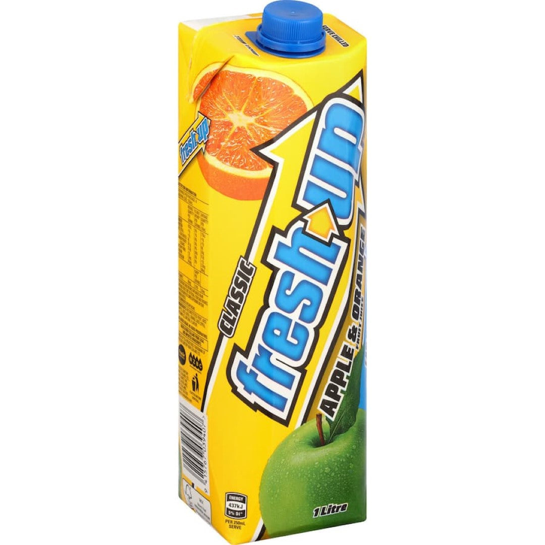 Fresh Up Fruit Juice blend of apple and orange in eco-friendly packaging, offering a refreshing and healthy drink.