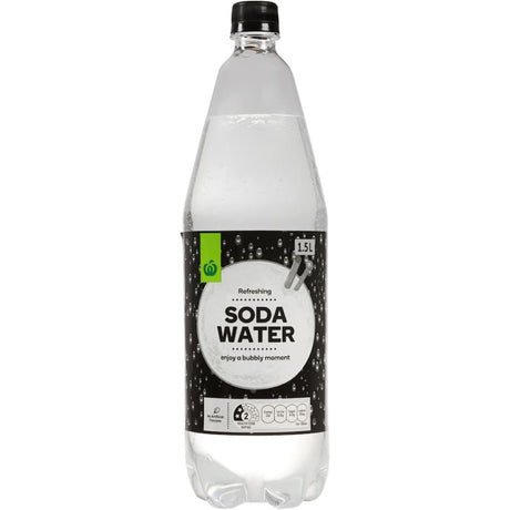 Sparkling Woolworths Mixers Soda Water bottle, ideal for cocktails and refreshment with no artificial ingredients.