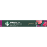 Starbucks Caffe Verona coffee pods in a 10-pack feature dark roast with rich cocoa notes for a bold, café-quality experience.