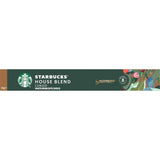 Starbucks House Blend by Nespresso: medium roast coffee pods with nutty and cocoa notes in a dark chestnut hue.