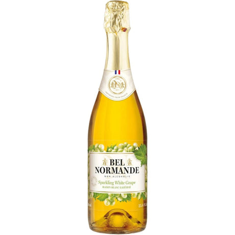 Bel Normande Sparkling Grape Juice White bottle, a refreshing non-alcoholic beverage perfect for celebrations and meals.