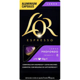 L'or Espresso Lungo Profondo Intensity 8 capsules offer bold, aromatic coffee crafted for Nespresso® machines.