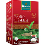 Dilmah English Breakfast tagless tea bags, 50 packs of Ceylon black tea for a rich and invigorating brew experience.