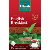 Dilmah English Breakfast Tagless tea bags, 50 count, pure Ceylon black tea for a robust, flavorful breakfast experience.