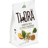 Ti Ora Infusion Green Tea with peach and passionfruit, featuring 15 eco-friendly pyramid tea bags for a refreshing brew.